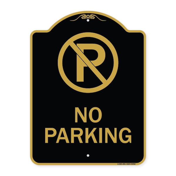 Signmission Designer Series-No Parking Large, Black & Gold Heavy-Gauge Aluminum, 24" x 18", BG-1824-9950 A-DES-BG-1824-9950 - main